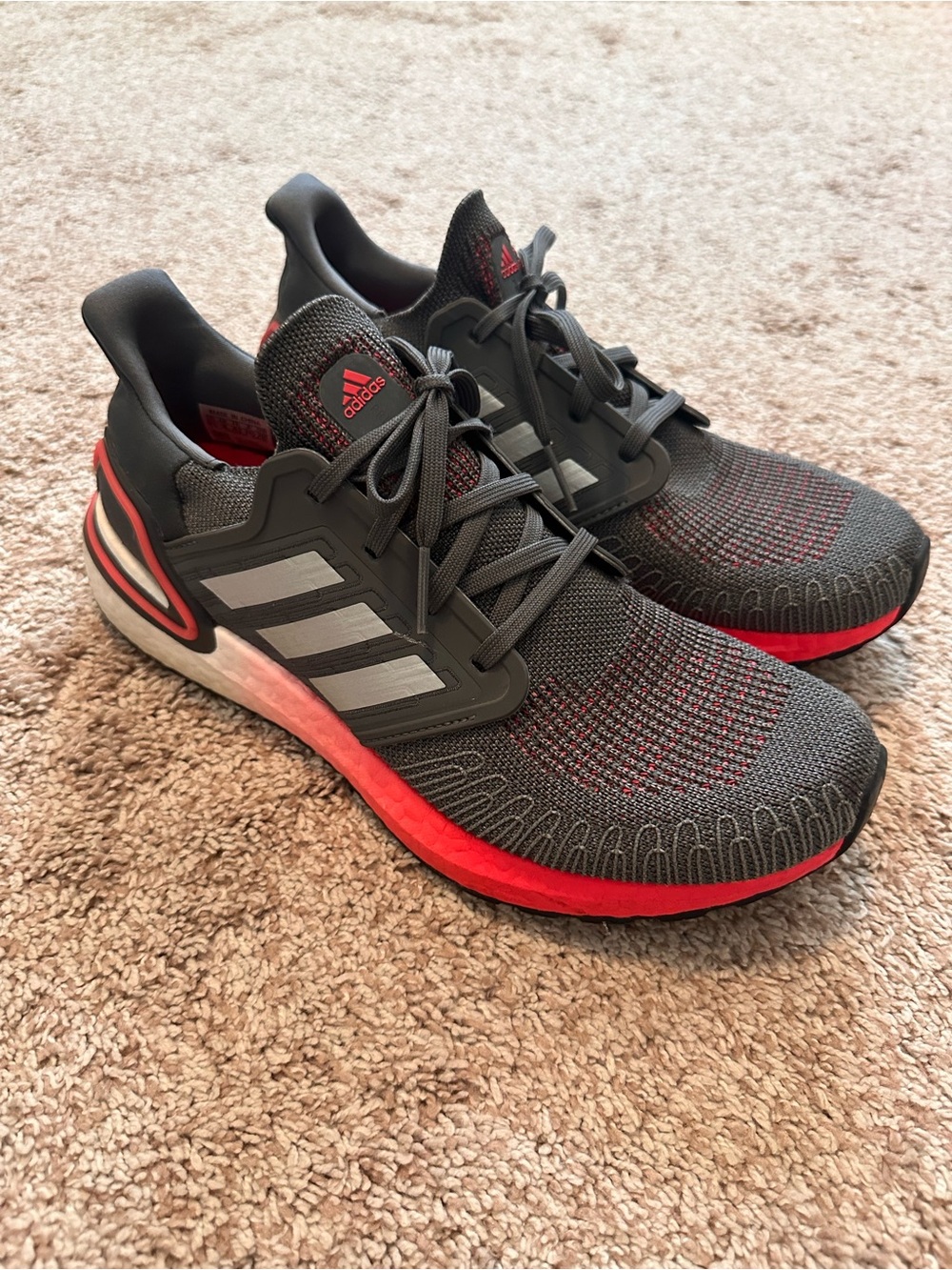 Adidas Ultraboost 20 Women's Running Shoes Grey Pink Silver FV8347 Size 9.5